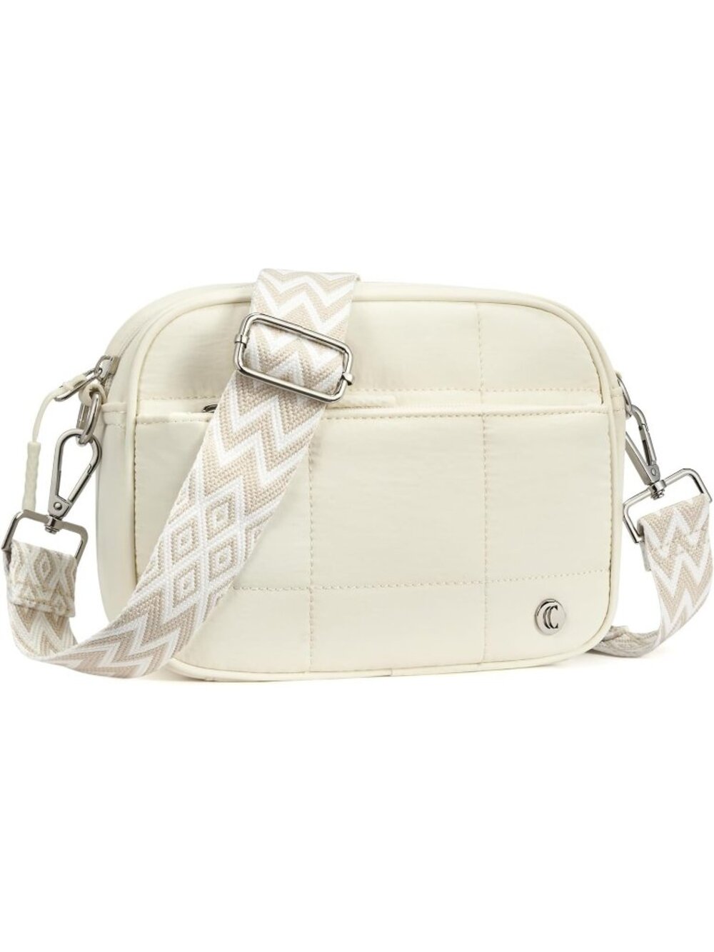 Women's White Vegan Leather Small Crossbody Bag Purses with Adjustable Strap